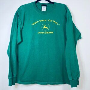 Men's John Deere Green Long Sleeve T-Shirt XL 100% Cotton